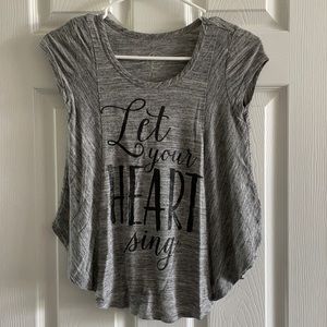 Space dye SO graphic tee w/black glitter writing